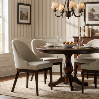 Sunvega Soft Beige Upholstered Dining Side Chair with Curved Backrest and Padded Seat
