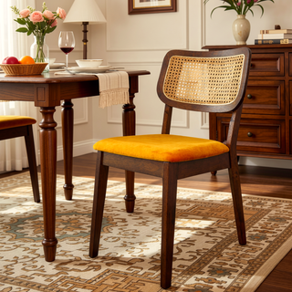 Sunvega Orange Velvet Dining Chair Set of 2 with Armless Design and Solid Wood Frame