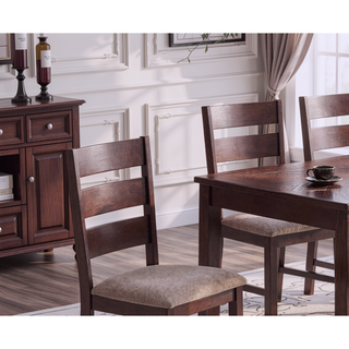 Sunvega Solid Rubberwood Antique Cherry Dining Chairs with Fabric Cushion Seat
