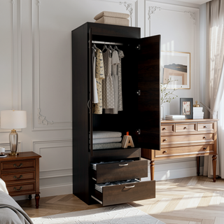 Sunvega White 2-Drawer Armoire for Hanging Clothes and Organizing Smaller Items