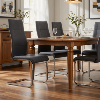 Sunvega High Back Side Chairs with Leatherette Upholstery and Chrome Legs Set of 4