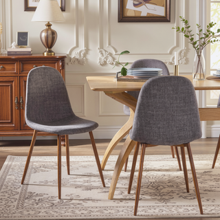 Sunvega Modern Iron Legs Upholstered Dining Chairs with Walnut Finish, Set of 2