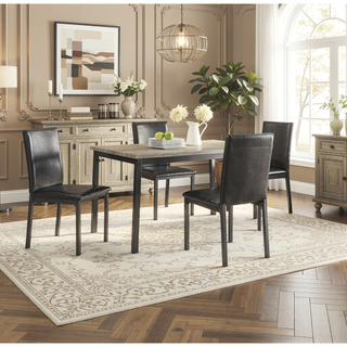 Sunvega Minimalist Mid-Century Inspired Black Leatherette Upholstered Side Chair Set of 2