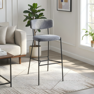 Sunvega Light Brown Pub Height Bar Stools Set of 2 with Curved Backrests