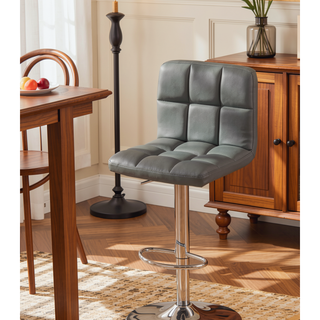 Sunvega Adjustable Hydraulic Swivel Bar Stool Set of 2 with Faux Leather Seat