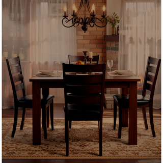 Sunvega Black Faux Leather Ladder Back Side Chairs for Modern Dining Set of 2