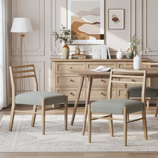 Sunvega Farmhouse Style Dining Chairs Set of 2 with Upholstered Seating and Ladder Back