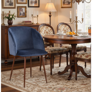 Sunvega Fran Contemporary Dining Chairs with Velvet Upholstery and Metal Legs Set of 2