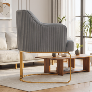 Sunvega Modern Taupe Dining Chair with Gold Legs and Leatherette Upholstery for Dining Room