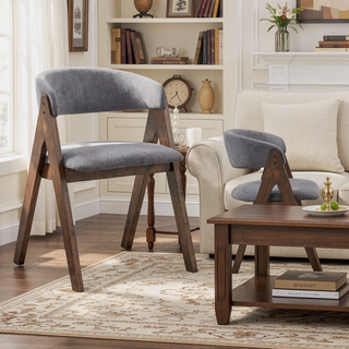 Sunvega Walnut Finish Round Dining Table with Fixed Tabletop for Family Meals