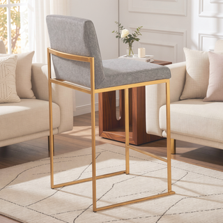 Sunvega Fuji Contemporary High Back Counter Stool with Padded Seat in Grey