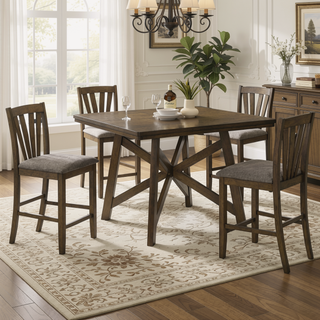 Sunvega Upholstered Counter Height Dining Side Chair with Grey Fabric and Foam-Padded Seat Cushions