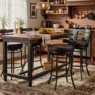 Sunvega Piren Mocha Brown Faux Leather Swivel Counter or Bar Stool