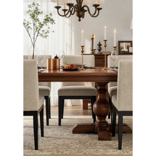 Sunvega Beige Upholstered Side Dining Chair with Black Wood Frame Set of 2