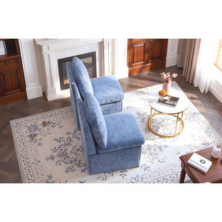 Sunvega Modern Linen Upholstered Armless Dining Chair with Storage and Casters