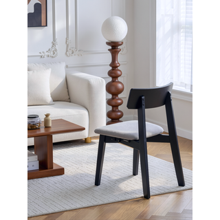 Sunvega Gray Linen Upholstered Side Chairs with Padded Seat Cushion Set of 2
