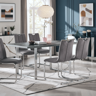 Sunvega Set of Two Gray Fabric Dining Room Accent Chairs with Sturdy Sled Base