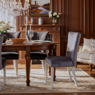 Sunvega Velvet Upholstered Chair with Tufted Design and Stainless Steel Legs
