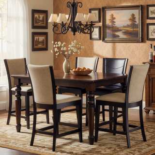 Sunvega Espresso Finish Dark Brown Faux Leather Upholstered Counter Height Chairs