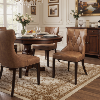 Sunvega Set of 2 Gray Traditional Dining Chairs with Luxurious Velvet Upholstery