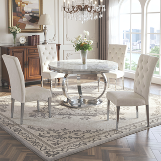 Sunvega Modern Velvet Upholstered Dining Chair Set with Tufted Back and Gold Legs