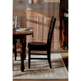 Sunvega Tufted Black PU Upholstered Wood Bench with Espresso Finish