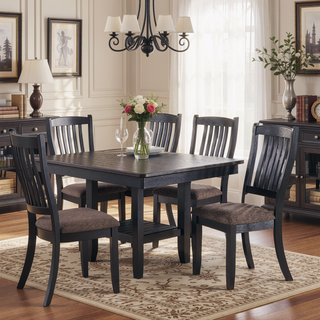 Sunvega Contemporary Dark Coffee Finish Rubberwood Counter Height Chairs with Upholstered Fabric Seat