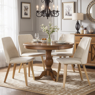 Sunvega Mid-Century Modern Dining Chairs with Upholstered Seat and Backrest Set of 2