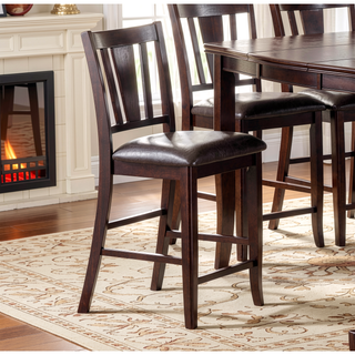 Sunvega Contemporary Brown Faux Leather Cushion Counter Height Chairs for Dining Room