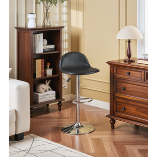 Sunvega Silver Faux Leather Adjustable Stool Set of 2 with Tufted Seats and Chrome Base