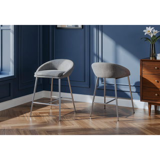 Sunvega Modern Counter Height Bar Stools Set of 2 with Grey Fabric
