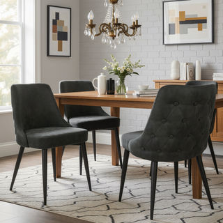 Sunvega Light Grey Curved Back Side Chair Set with Cushioned Seat and Tapered Legs