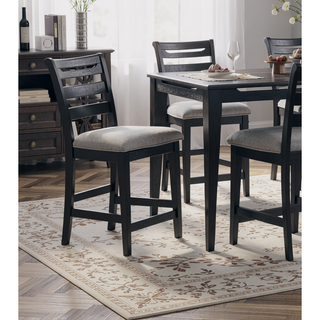 Sunvega Modern Black Ladder Back Upholstered Counter Height Dining Chairs Set of 2