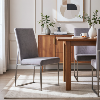 Sunvega Modern Velvet Upholstered Stainless Steel Dining Chair with Chrome Finish
