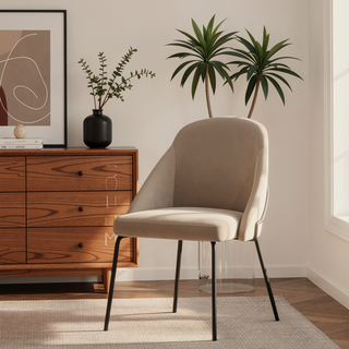 Sunvega Modern Upholstered Leatherette Dining Chair with Gold Steel Frame