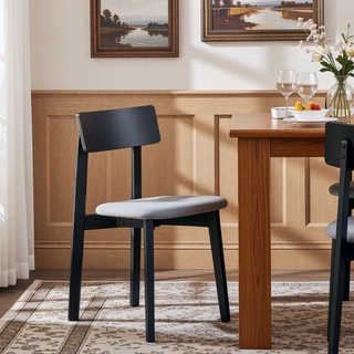 Sunvega Modern Black Finish Wooden Dining Table with Unique Shape Tabletop
