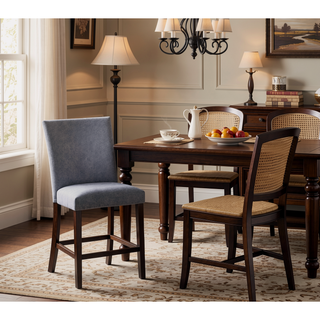 Sunvega Gray Weathered Espresso Parson Style Counter Height Chairs with Padded Seat