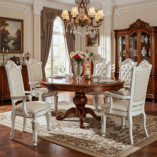 Sunvega Beige and Antique Pearl Tufted Back Arm Chairs with Nailhead Trim and Floral Legs