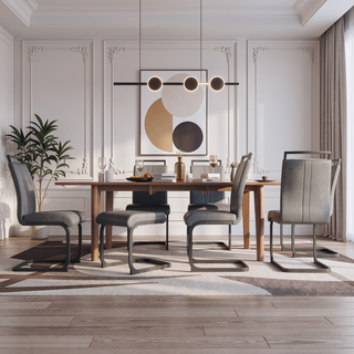 Sunvega Modern Faux Leather Upholstered Dining Chairs with High Back and Metal Legs Set of 2