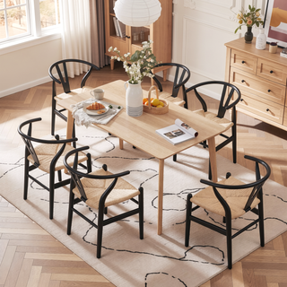 Sunvega Solid Wood Wishbone Dining Chair Mid Century Modern for Beach House