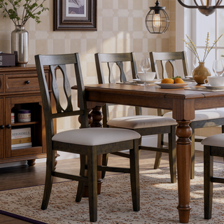 Sunvega Gray Finish Wooden X-Back Dining Chairs with Padded Seat Cushion