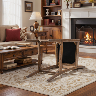 Sunvega Natural Oak and Cane Rattan Counter Stools with Black Boucle Upholstery