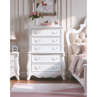 Sunvega White Finish Chest with Ample Storage Drawers and Versatile Shelf