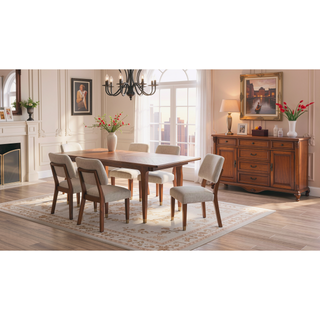 Sunvega Mid-Century Modern Side Chair with Gold-Capped Legs and Soft Round Walnut Finish