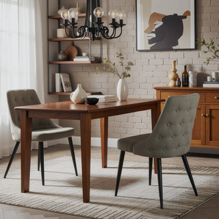 Sunvega Light Grey Tufted Dining Chair Set with Cushioned Seat and Tapered Legs