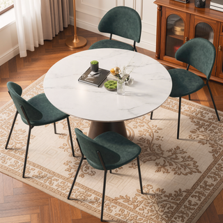 Sunvega Set of 4 Upholstered PU Leather Dining Chairs with Curved Backrest