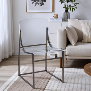 Sunvega Black Nickel Acrylic Dining Side Chair with Modern Metal Frame