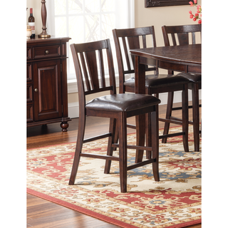 Sunvega Contemporary Brown Faux Leather Cushion Counter Height Chairs for Dining Room