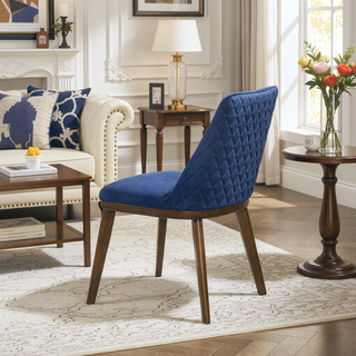 Sunvega Mid-Century Modern Navy Blue Velvet Dining Chair Set of 2
