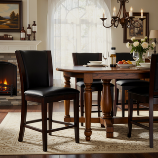 Sunvega Espresso Finish Dark Brown Faux Leather Upholstered Counter Height Chairs